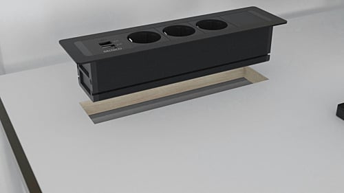 DELTACO indbygget strømstik, 3 stik, 1x21W A+C USB-lader, GST18, kædning