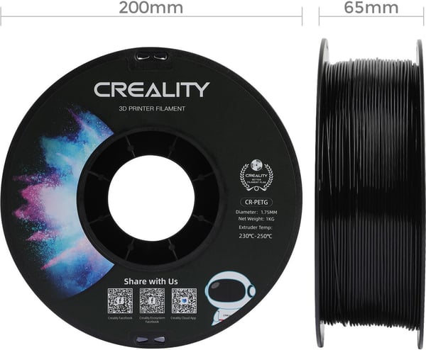 Creality CR-PETG filament til 3D-printer, 1,75 mm, sort