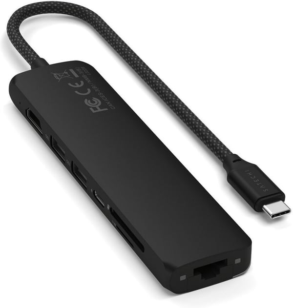 Satechi 7-i-1 USB-C Slim Multiport-adapter med Ethernet, sort
