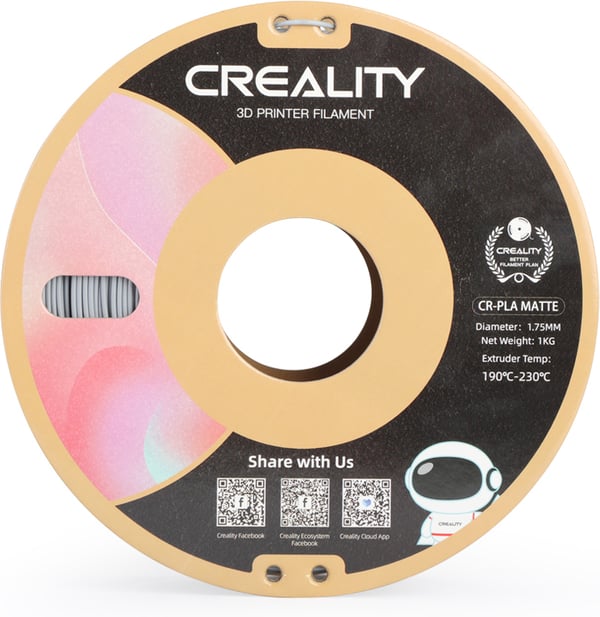 Creality CR-PLA Matte -filament til 3D-printere, 1,75 mm, matgrå