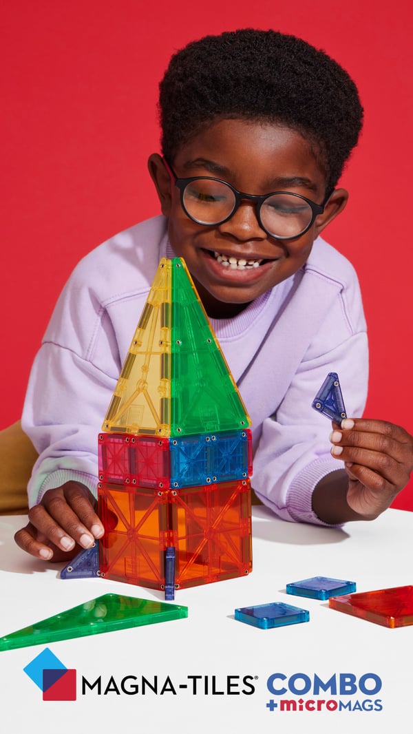 MAGNA-TILES & microMAGS Kombinationsmagnetkonstruktion set, 62 delar