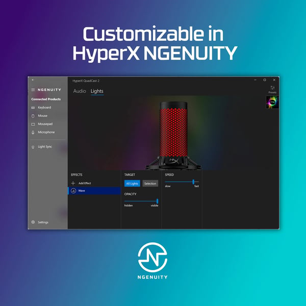 HyperX QuadCast 2 USB-mikrofon, svart