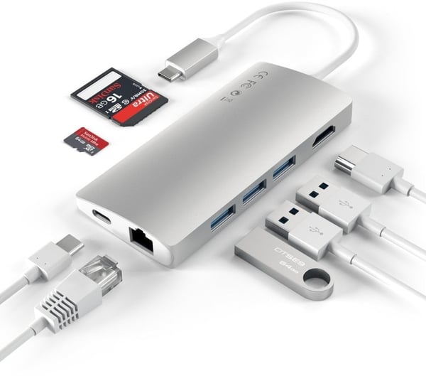 Satechi USB-C Multi-Port Adapter 4K Gigabit Ethernet V2 -adapter, silver