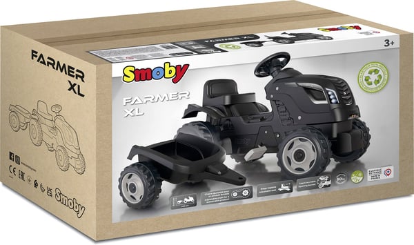 Smoby Farmer XL - traktor + släpvagn, svart