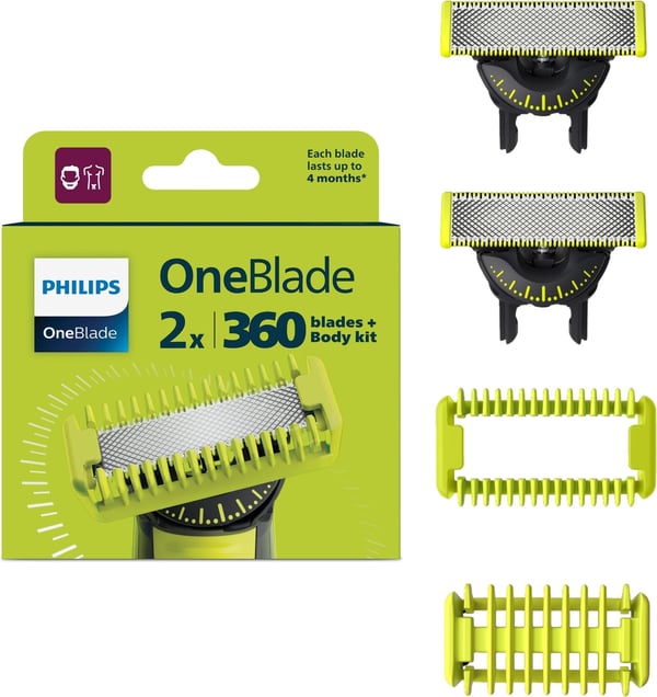 Philips OneBlade QP624/50 360 udskiftningsblade, 2 stk. og kropssæt