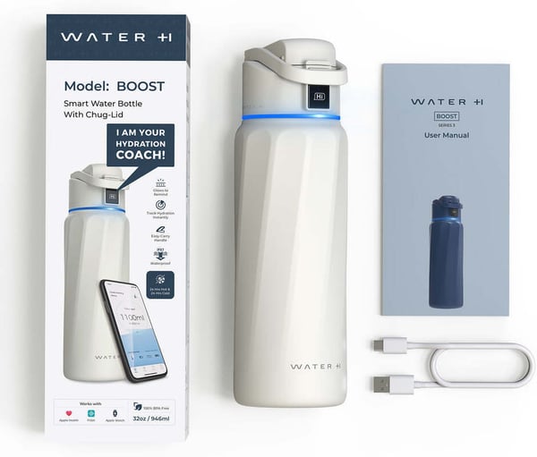 WaterH BOOST Chug Lid smart vandflaske, 946 ml, hvid