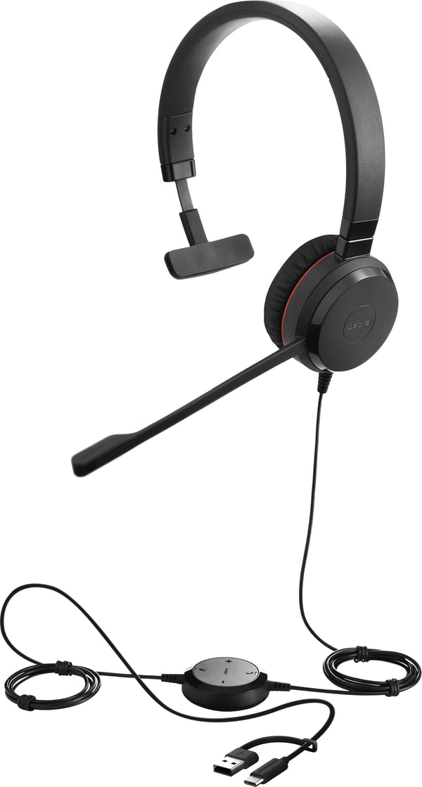 Jabra Evolve 30 II headset med mikrofon, Mono UC, USB-C/-A