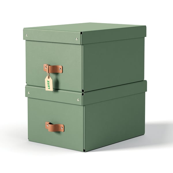 Leitz Puro förvaringslåda med lock, storlek M, 17 l, 2 st, grön