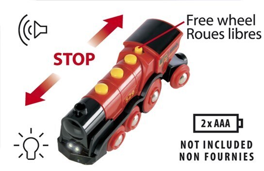 BRIO World 33592 - Kraftig rød batteridrevet lokomotiv