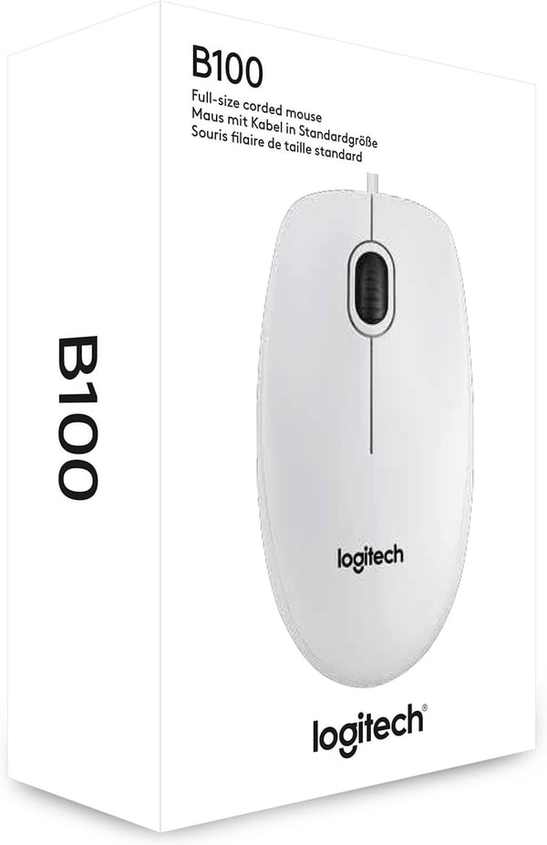 Logitech B100 -mus, til erhvervsbrug, hvid