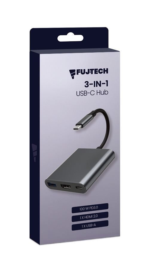 Fuj:tech 3-i-1 USB-C-hubb 100 W PD
