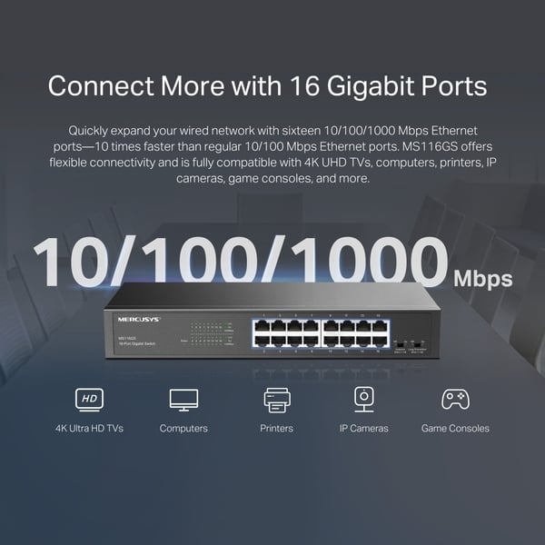 Mercusys MS116GS - 16-portars switch