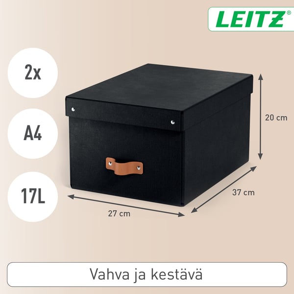 Leitz Puro förvaringslåda med lock, storlek M, 17 l, 2 st, svart