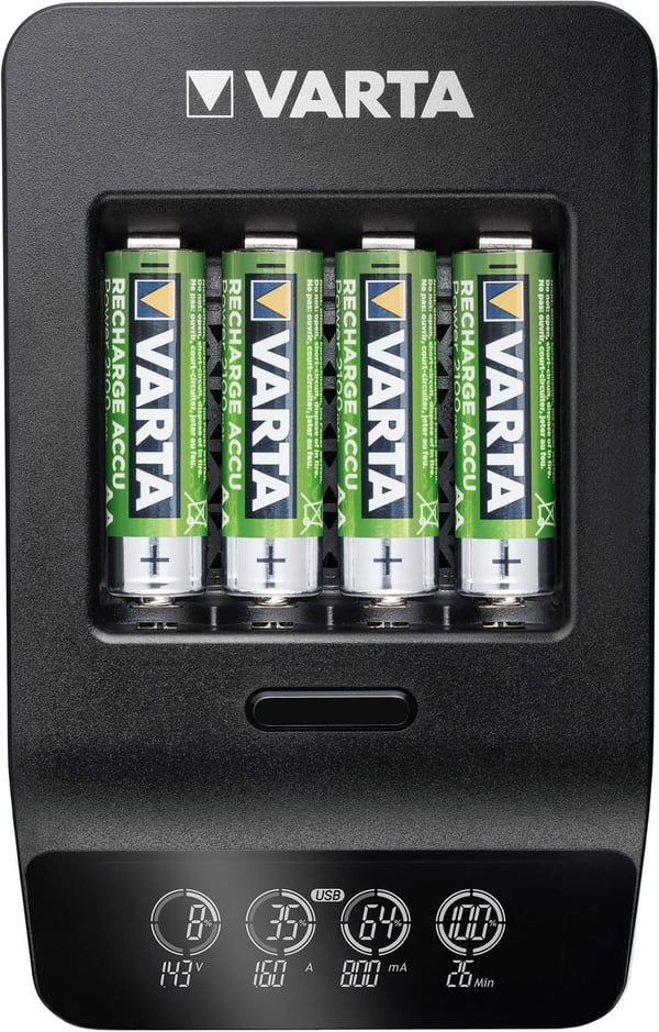 Varta LCD Smart Charger+ -opladningsenhed og 4 stk. AA (LR6) 2100 mAh batterier