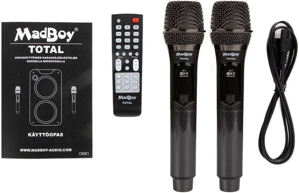 MadBoy TOTAL karaokeanlæg med trådløse mikrofoner.