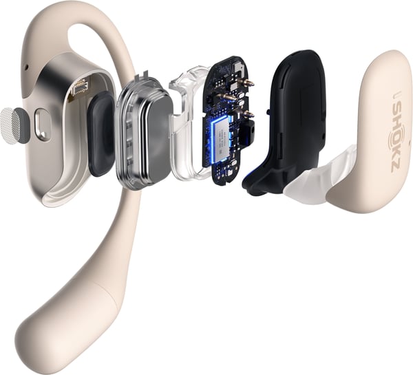 Shokz OpenFit trådløse høretelefoner, beige