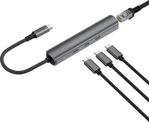 Bluecloud USB-C-USB-C -hub och gigabit ethernet -adapter