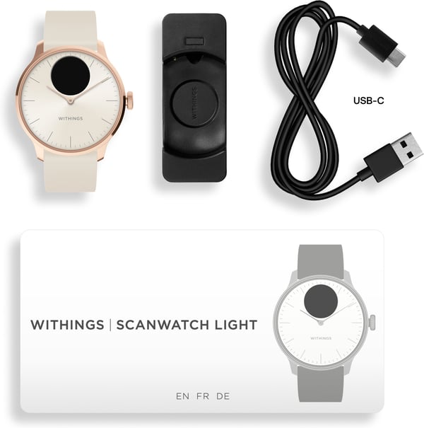 Withings Scanwatch Light smartwatch, 37 mm, hvid / rosaguld