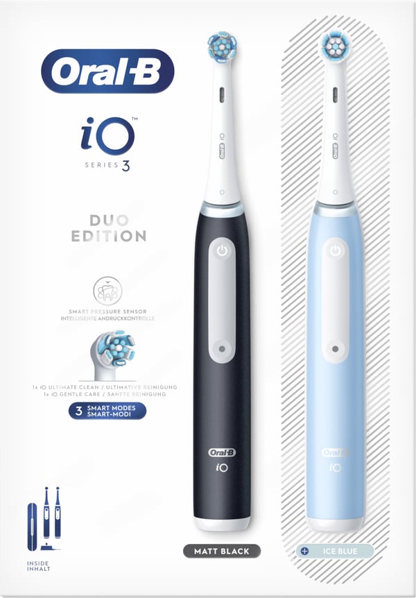 Oral-B iO Series 3s Duo - el-tandbørste dobbeltskaft, blå / sort
