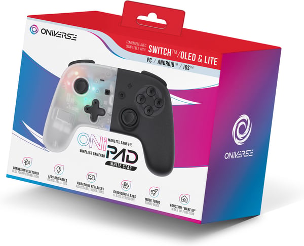 Oniverse OniPad Whitestar - trådløs spilkontrol, hvid, Switch