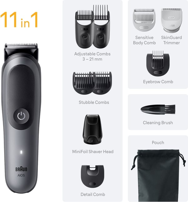 Braun All-in-One Serie 5 multifunktionstrimmer, AIO5560, grå