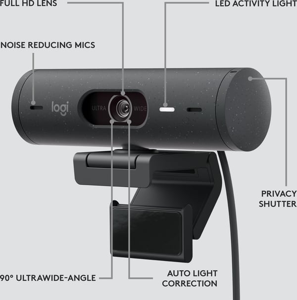 Logitech Brio 500 -webcam, sort