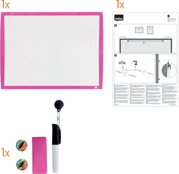 Nobo - magnetisk whiteboard, 58,5 x 43 cm, rosa ram