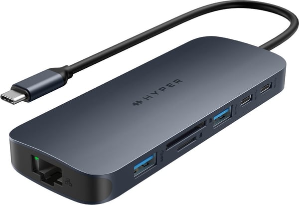 HyperDrive Next 11 Port Dual 4K60Hz HDMI USBC Hub adapter, midnat blå