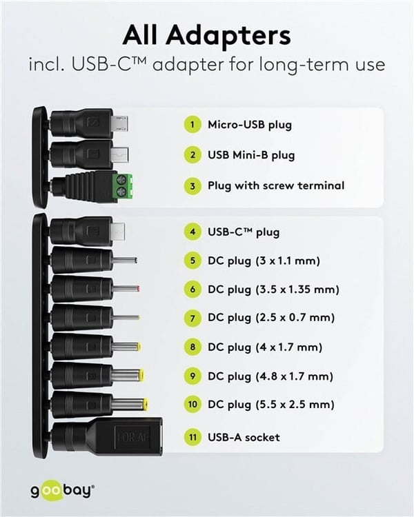 Goobay universalkraftadapter, 3-12 V, 7.2 W, 0.6 A