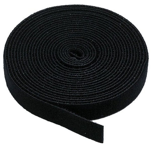 DELTACO Hook And Loop -kroge og løkker bånd, 10 mm, sort, 25 m