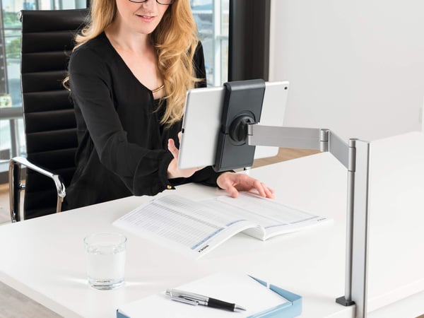 Durable -tabletthållare med bordsfäste, silver