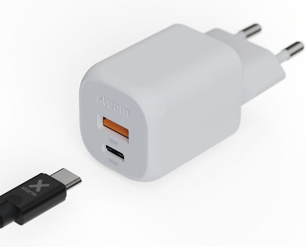 Xtorm XEC035 GaN² Ultra 35 W netværksoplader, USB-C / A