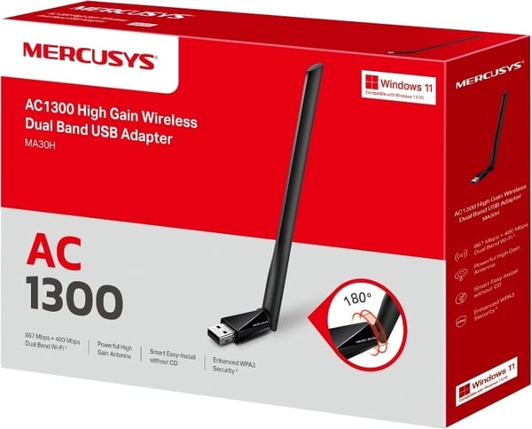 Mercusys AC1300 Högförstärkt Dual-Band WiFi-adapter