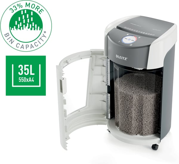 Leitz IQ OptiMax -papirkutter, P5, hvid