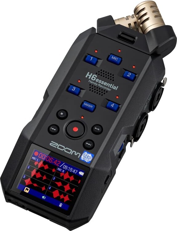 Zoom H6e bärbar inspelare med utbytbara mikrofoner, svart