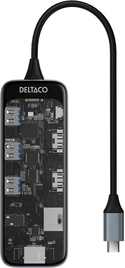 Deltaco Transparent - gennemsigtig USB-C-hub