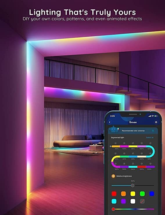 Govee RGBIC Basic Wi-Fi + Bluetooth LED-remsa, 10 m