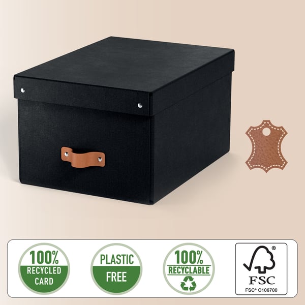 Leitz Puro förvaringslåda med lock, storlek M, 17 l, 2 st, svart