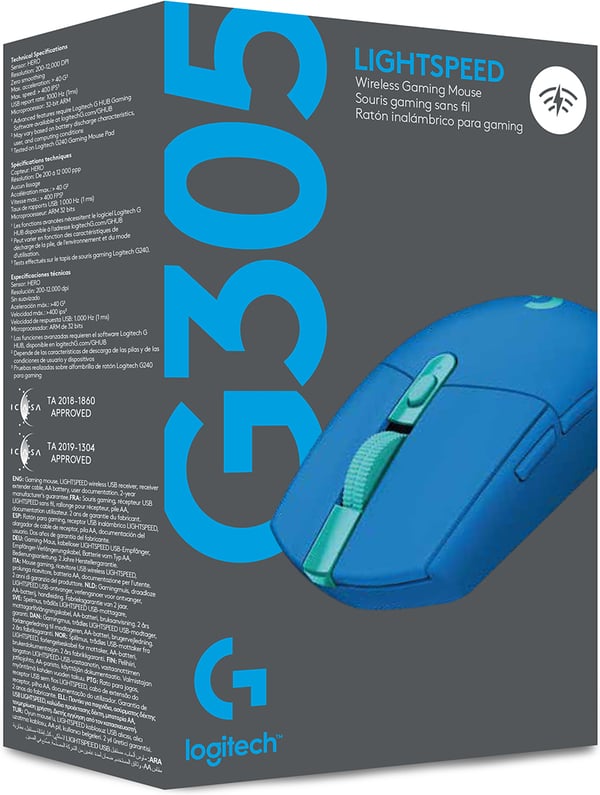 Logitech G305 -trådlös LIGHTSPEED spelmus, blå