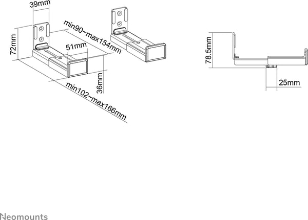 Neomounts by Newstar AWL29-550BL1 universelt soundbar-ophæng