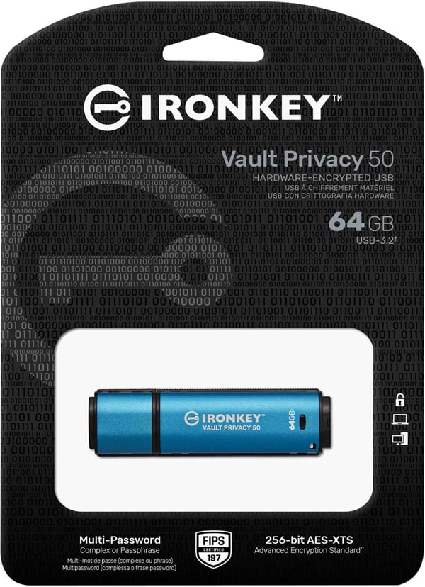 Kingston IronKey Vault Privacy 50 64 Gt USBhukommelsesnøgle