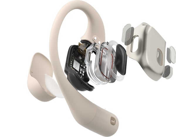 Shokz OpenFit trådløse høretelefoner, beige