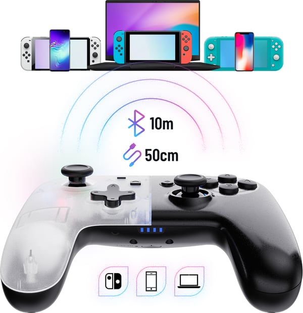 Oniverse OniPad Whitestar - trådløs spilkontrol, hvid, Switch