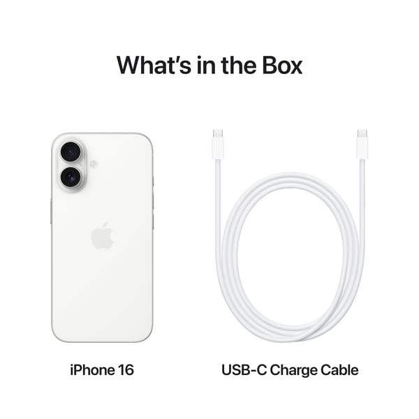 Apple iPhone 16 128 GB -telefon, vit (MYE93)
