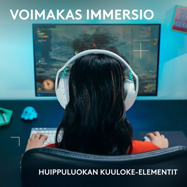 Logitech G321 trådlösa gaming-hörlurar, vit