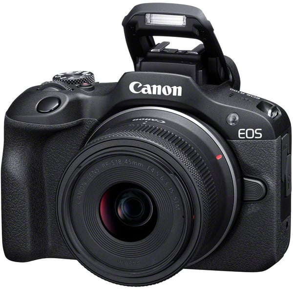 Canon EOS R100 -systemkamera + RF-S 18-45 mm IS STM + RF-S 55-210 mm F5-7.1 IS STM -objektiv
