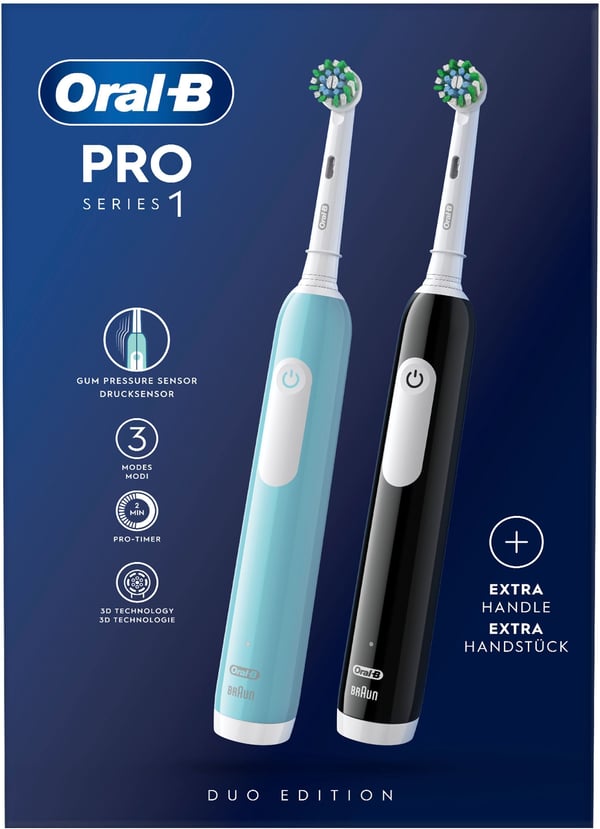 Oral-B Pro Series 1 Duo Pack - elektrisk tandbørste, sort/blå