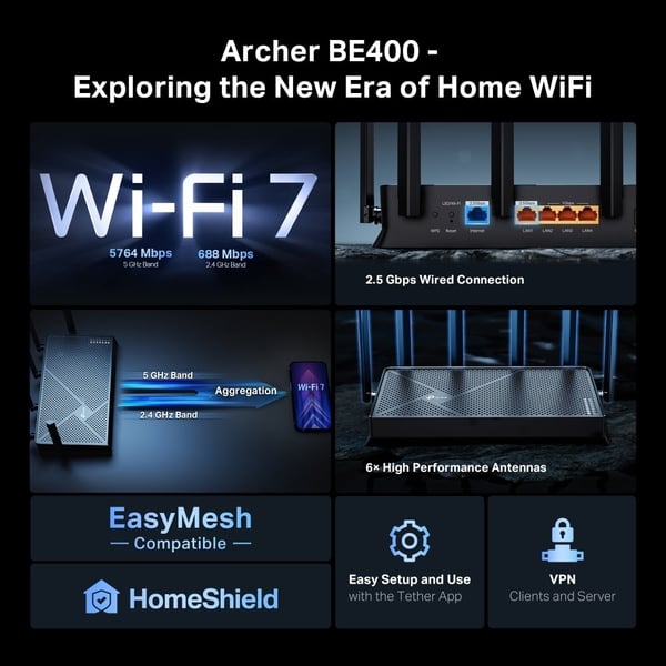 TP-LINK Archer BE400 Dual-Band WiFi 7-router