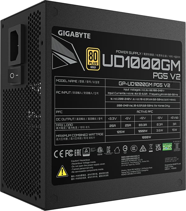 Gigabyte UD1000GM PG5 nätaggregat, svart