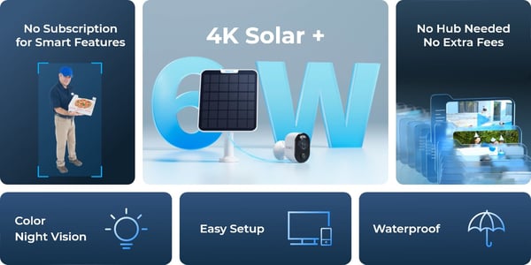 Reolink Argus 3 Ultra, 8 MP-overvågningskamera til indendørs og udendørs brug, hvid